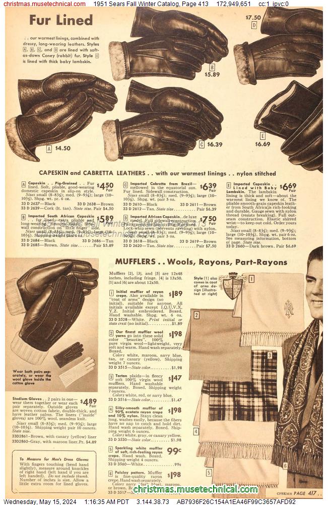 1951 Sears Fall Winter Catalog, Page 413