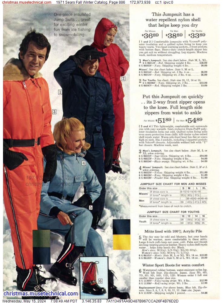 1971 Sears Fall Winter Catalog, Page 886