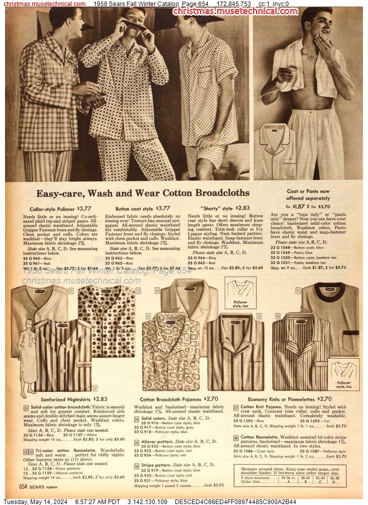 1958 Sears Fall Winter Catalog, Page 654