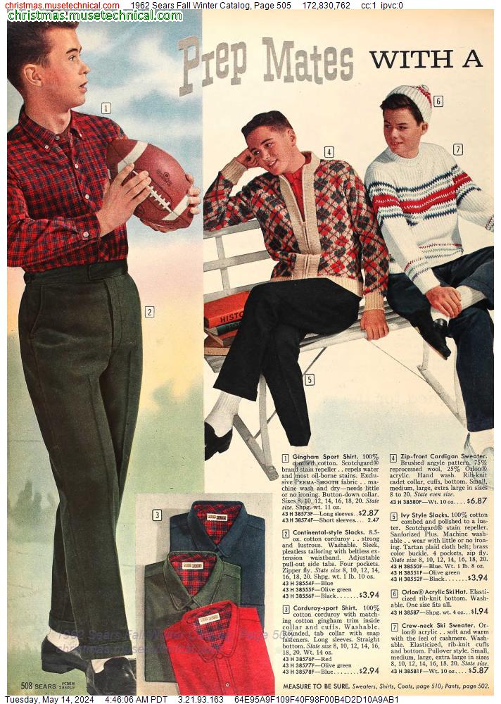 1962 Sears Fall Winter Catalog, Page 505