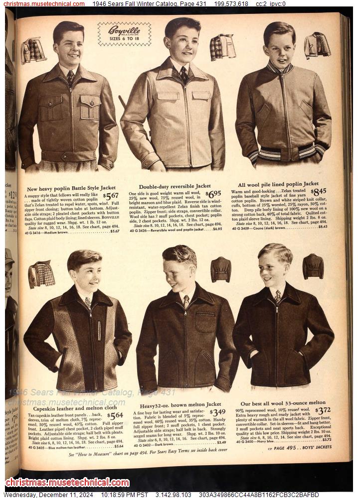 1946 Sears Fall Winter Catalog, Page 431