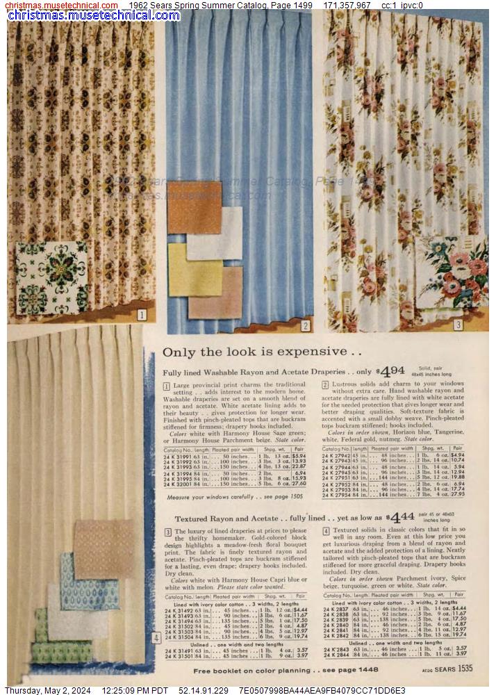 1962 Sears Spring Summer Catalog, Page 1499