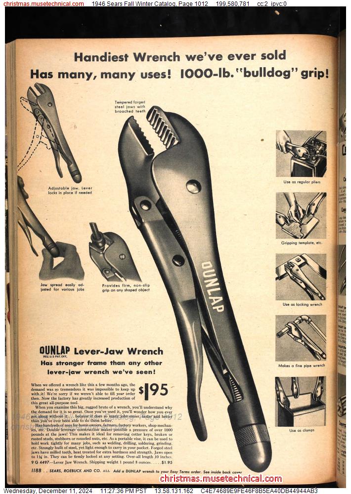 1946 Sears Fall Winter Catalog, Page 1012