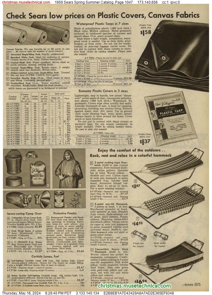 1959 Sears Spring Summer Catalog, Page 1047