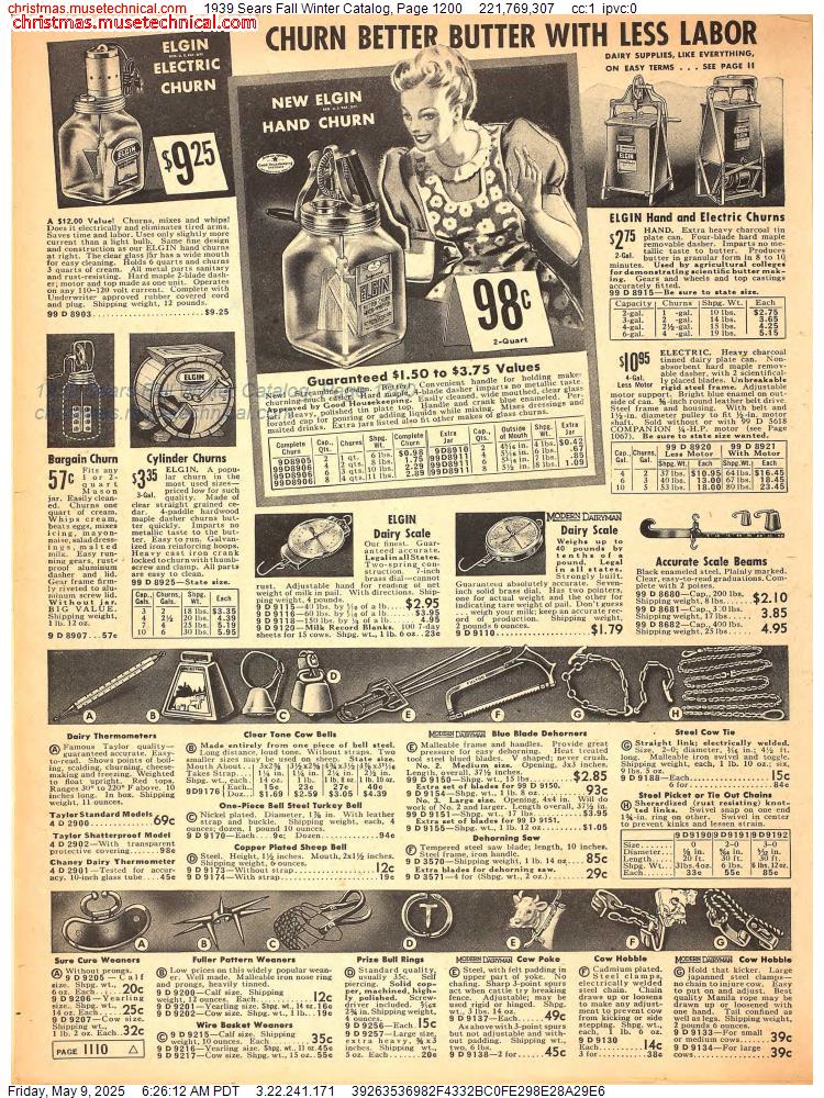 1939 Sears Fall Winter Catalog, Page 1200