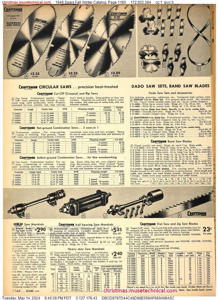 1948 Sears Fall Winter Catalog, Page 1165