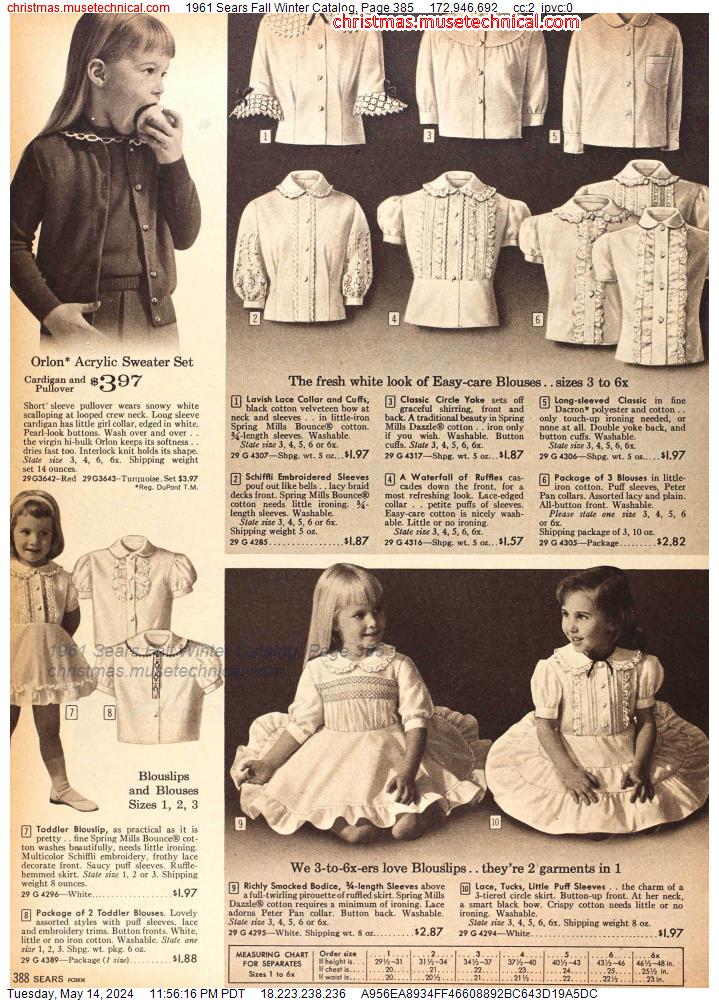 1961 Sears Fall Winter Catalog, Page 385