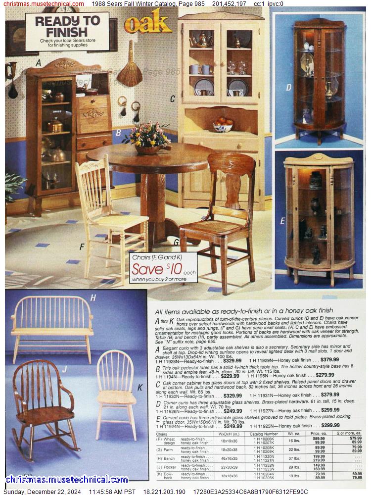 1988 Sears Fall Winter Catalog, Page 985