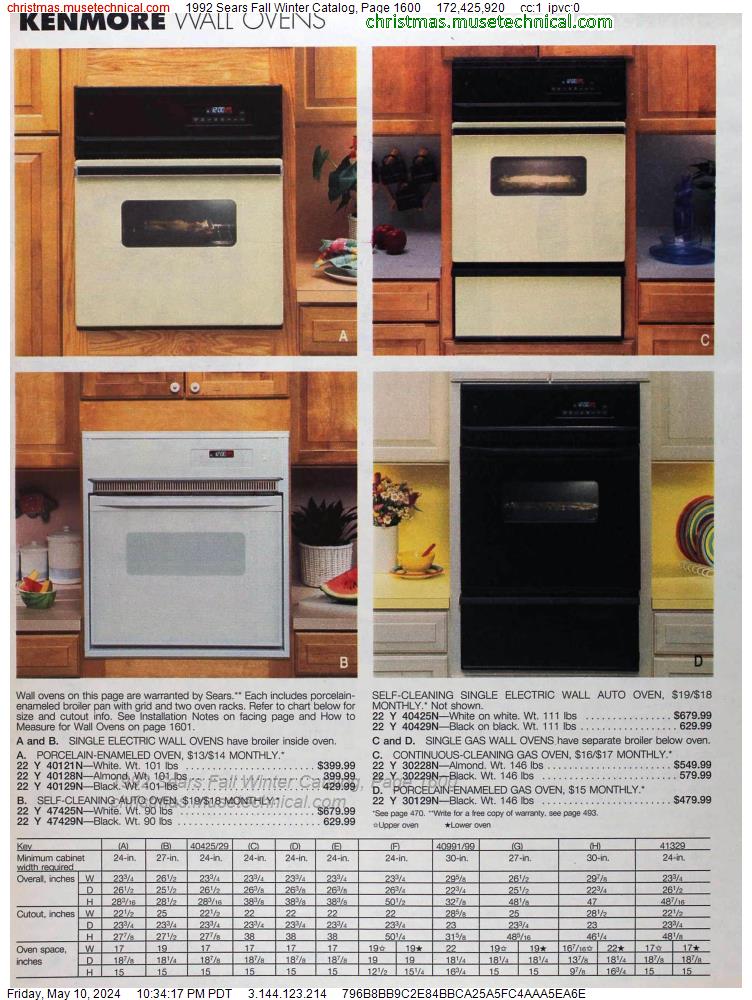 1992 Sears Fall Winter Catalog, Page 1600