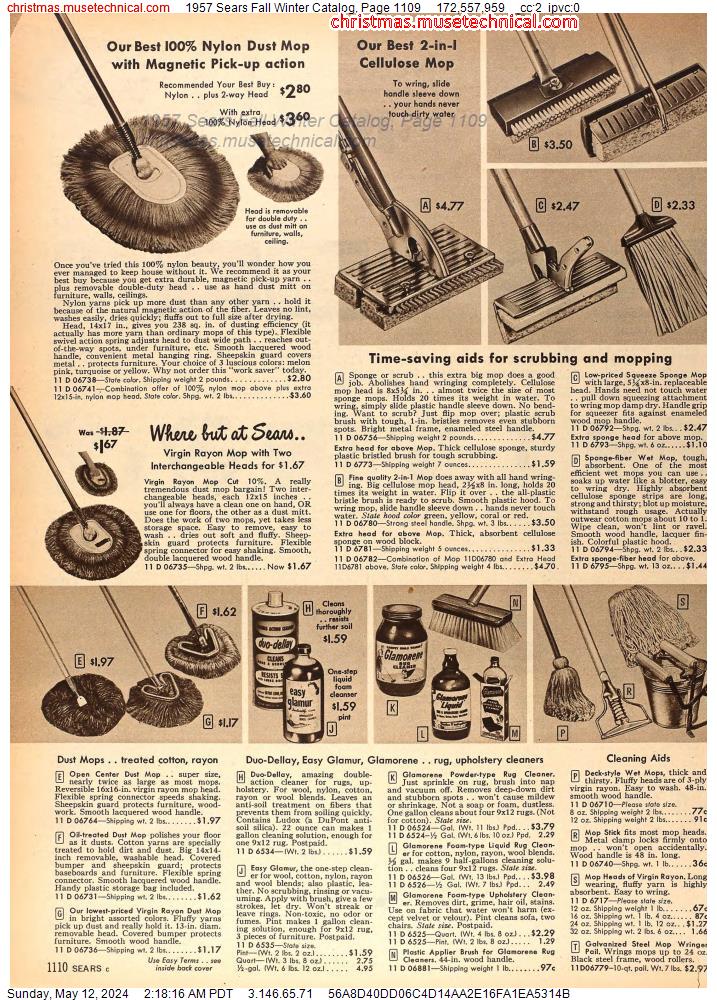 1957 Sears Fall Winter Catalog, Page 1109