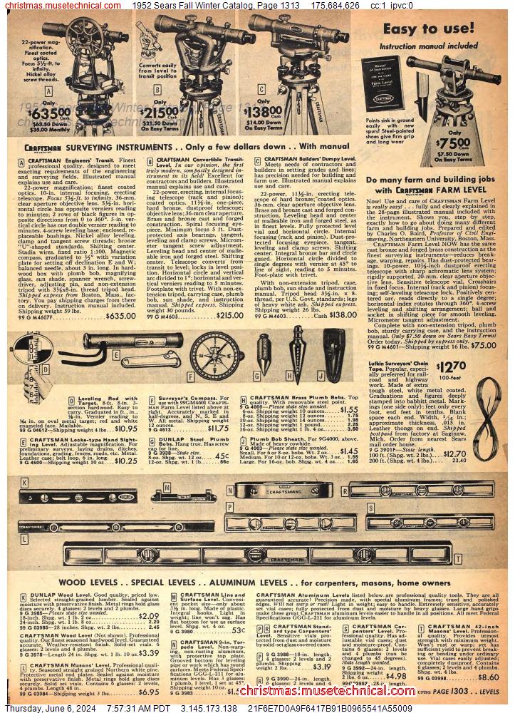 1952 Sears Fall Winter Catalog, Page 1313