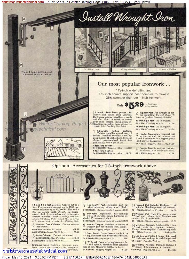 1972 Sears Fall Winter Catalog, Page 1186
