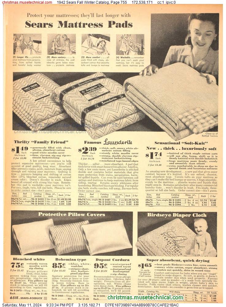 1942 Sears Fall Winter Catalog, Page 755