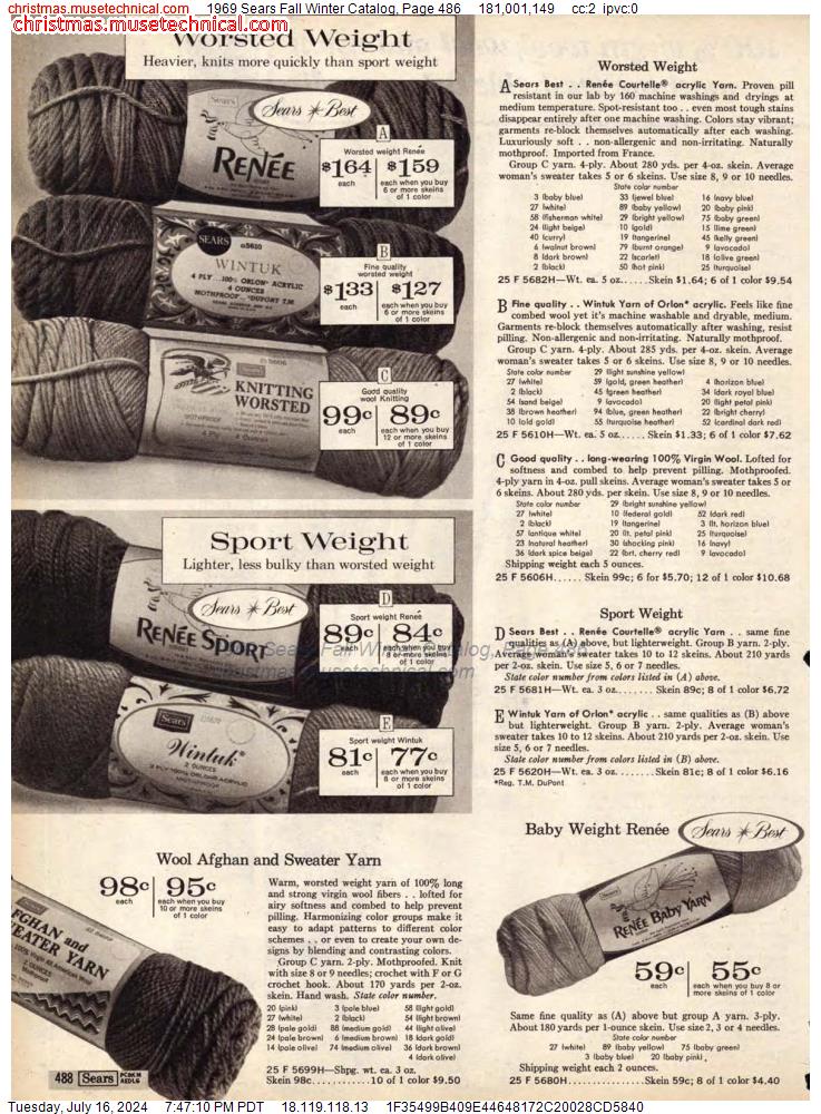 1969 Sears Fall Winter Catalog, Page 486