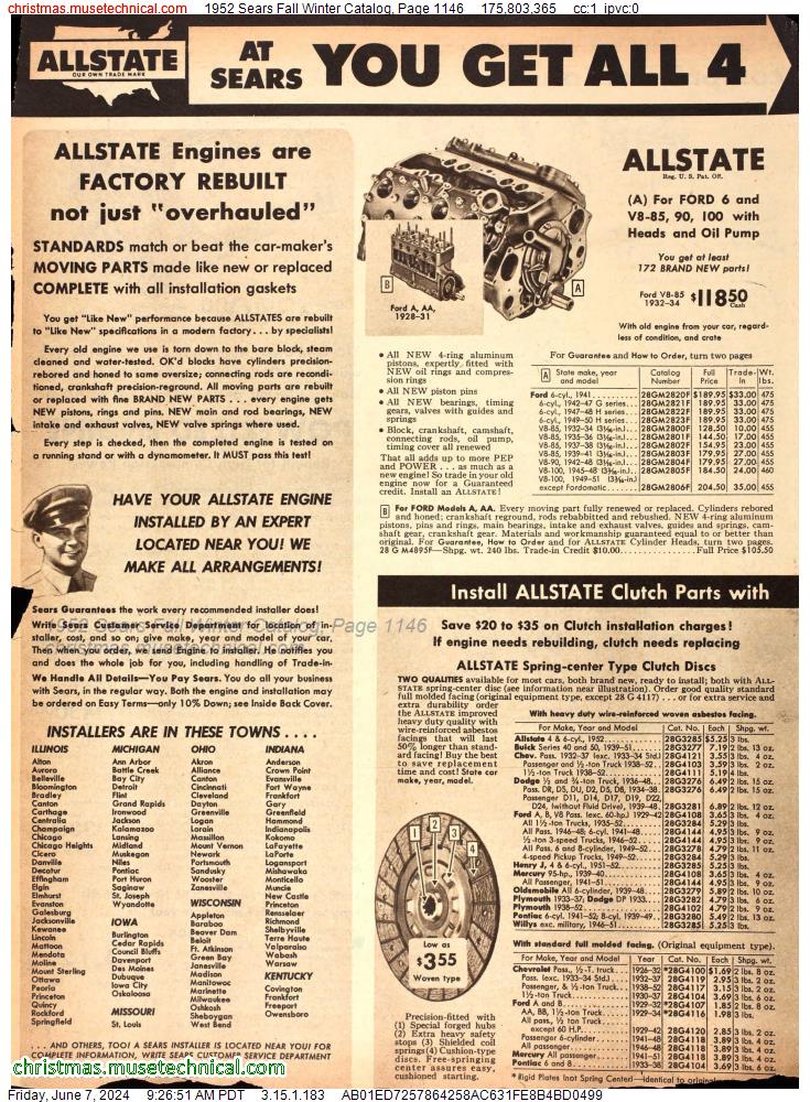 1952 Sears Fall Winter Catalog, Page 1146