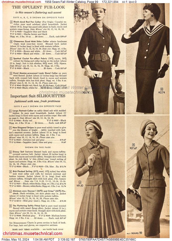 1958 Sears Fall Winter Catalog, Page 99