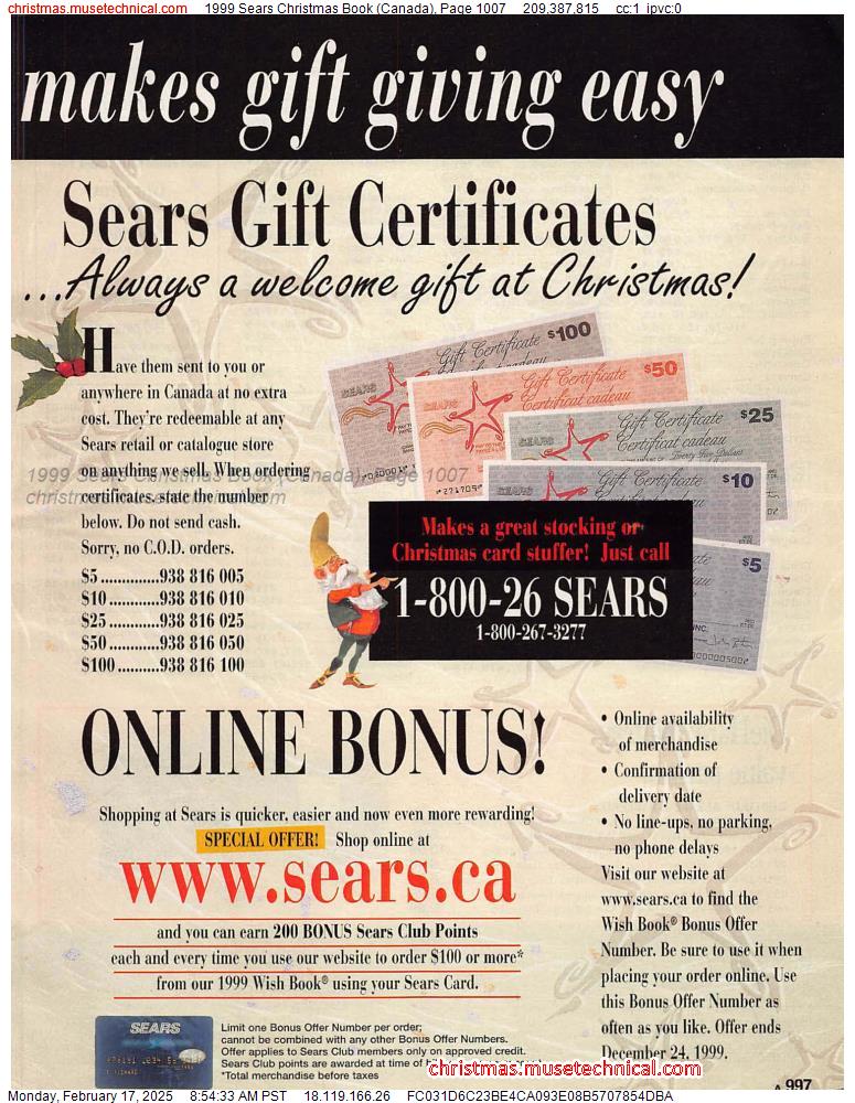 1999 Sears Christmas Book (Canada), Page 1007