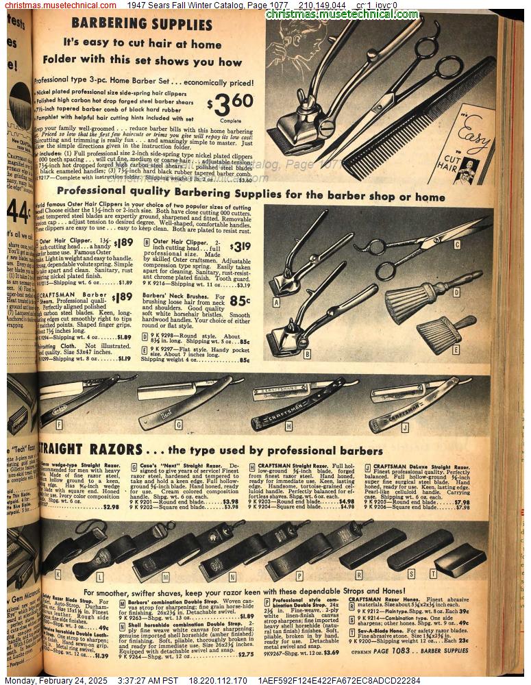 1947 Sears Fall Winter Catalog, Page 1077