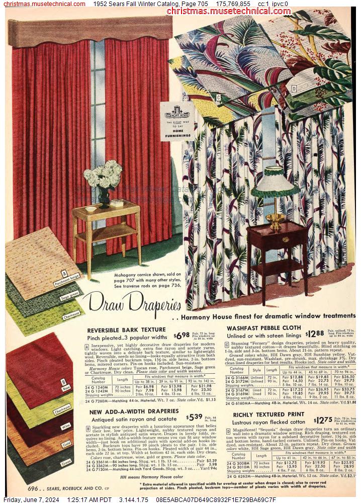 1952 Sears Fall Winter Catalog, Page 705
