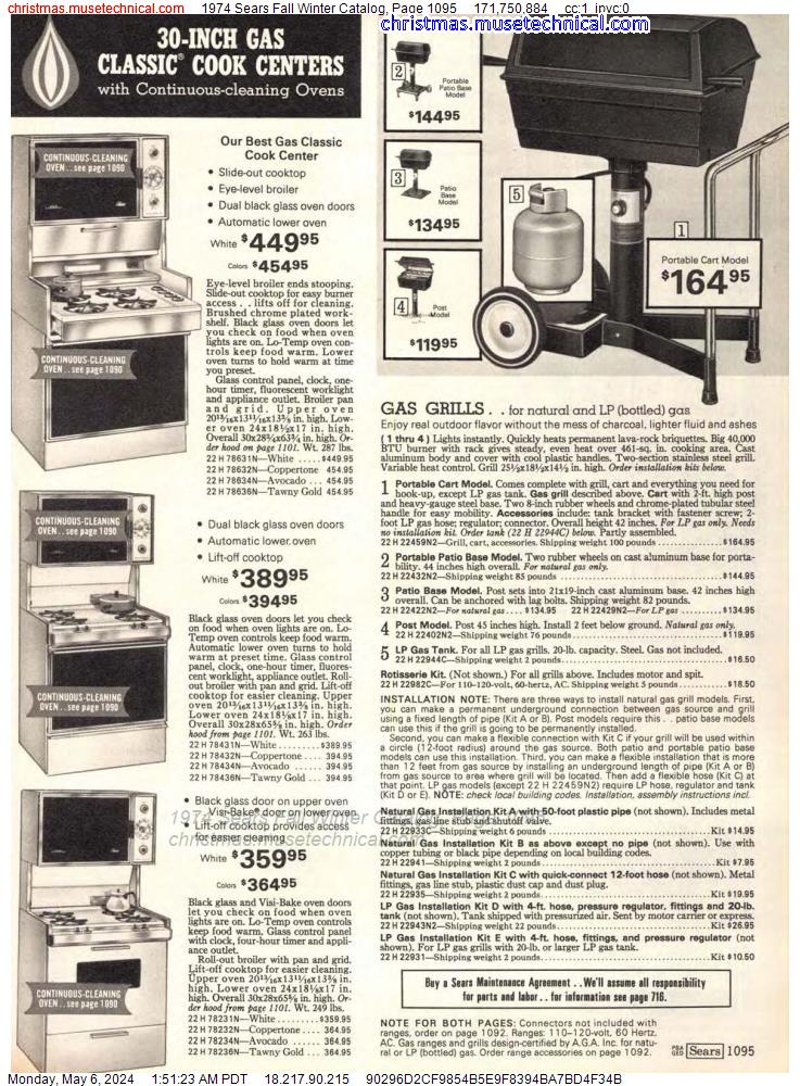 1974 Sears Fall Winter Catalog, Page 1095