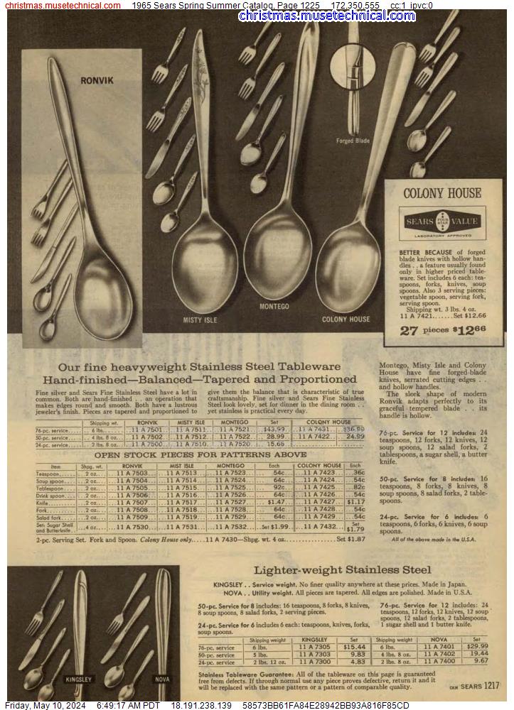 1965 Sears Spring Summer Catalog, Page 1225