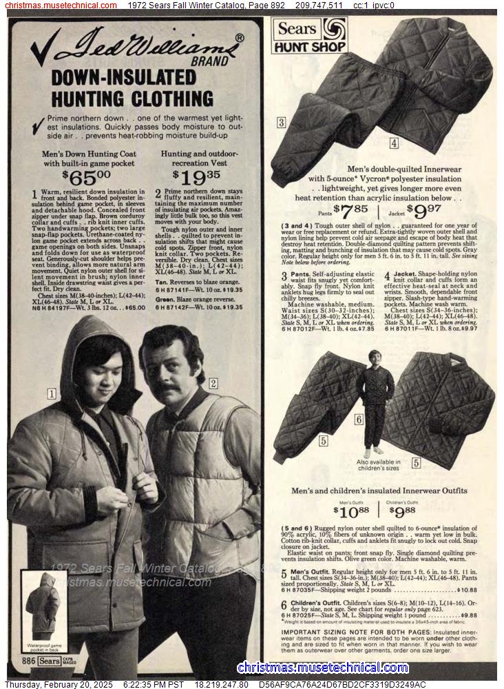 1972 Sears Fall Winter Catalog, Page 892