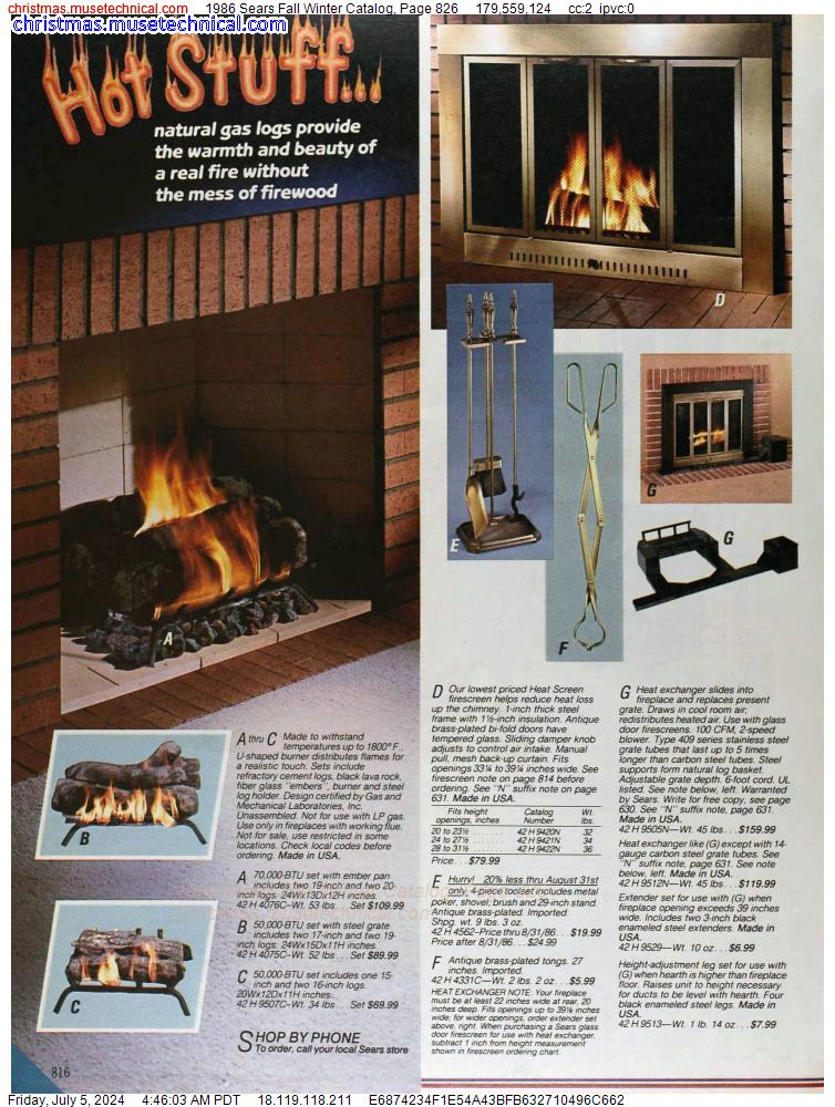 1986 Sears Fall Winter Catalog, Page 826