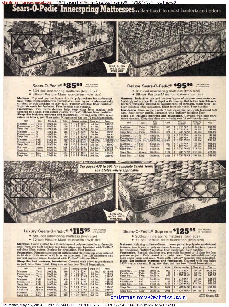 1973 Sears Fall Winter Catalog, Page 939