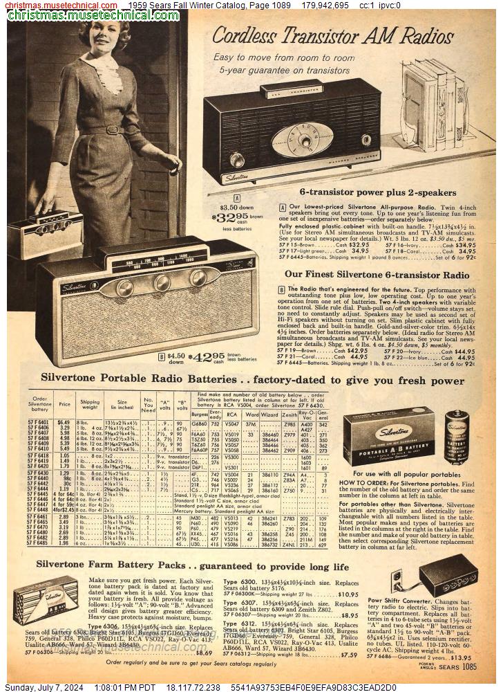 1959 Sears Fall Winter Catalog, Page 1089