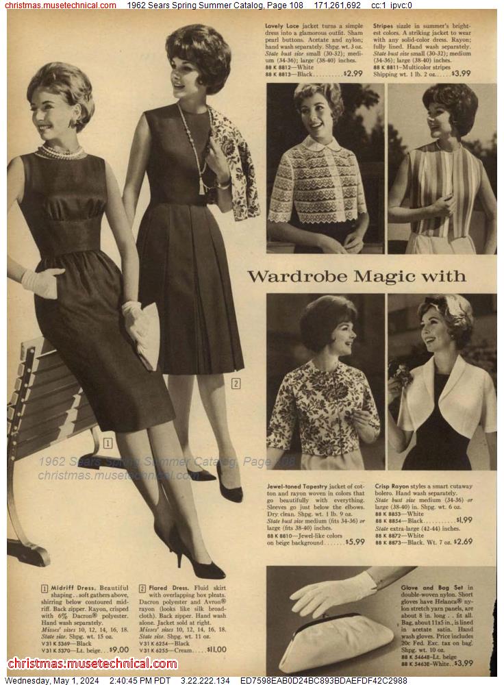 1962 Sears Spring Summer Catalog, Page 108