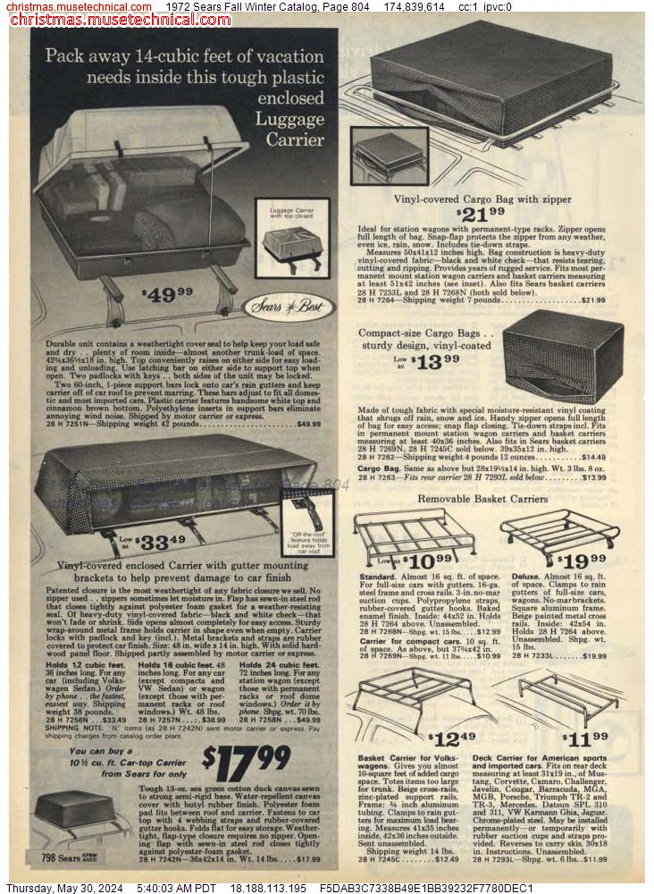 1972 Sears Fall Winter Catalog, Page 804