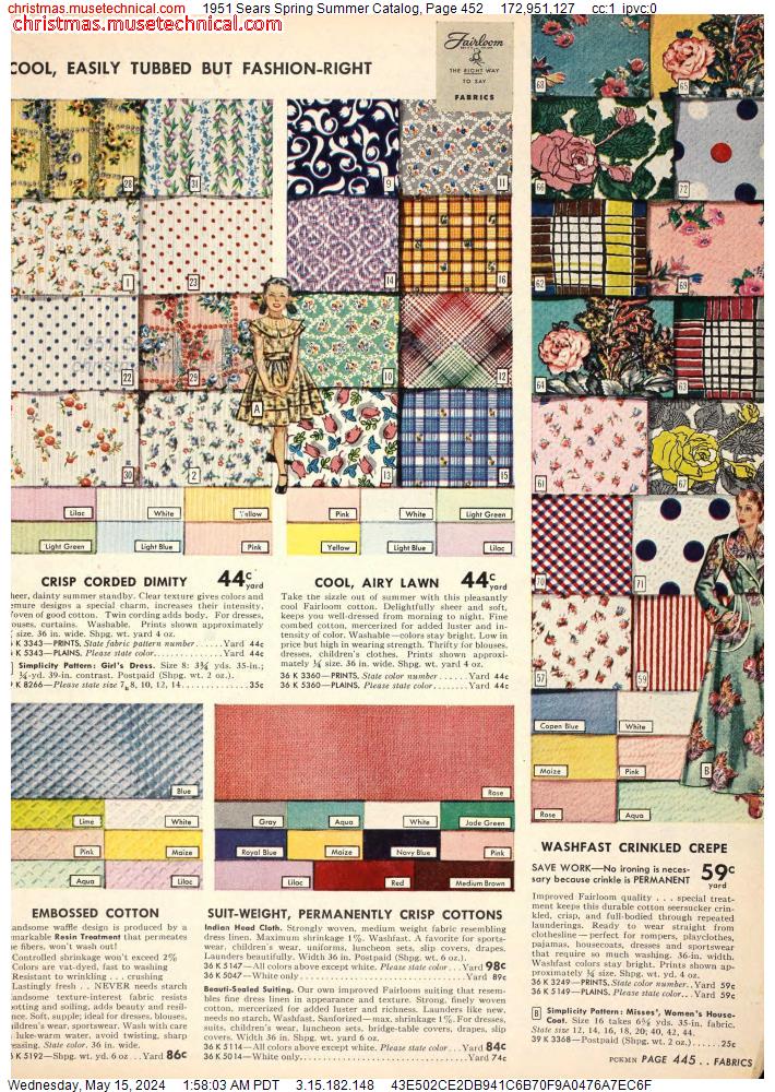 1951 Sears Spring Summer Catalog, Page 452