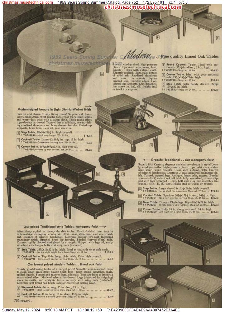 1959 Sears Spring Summer Catalog, Page 752