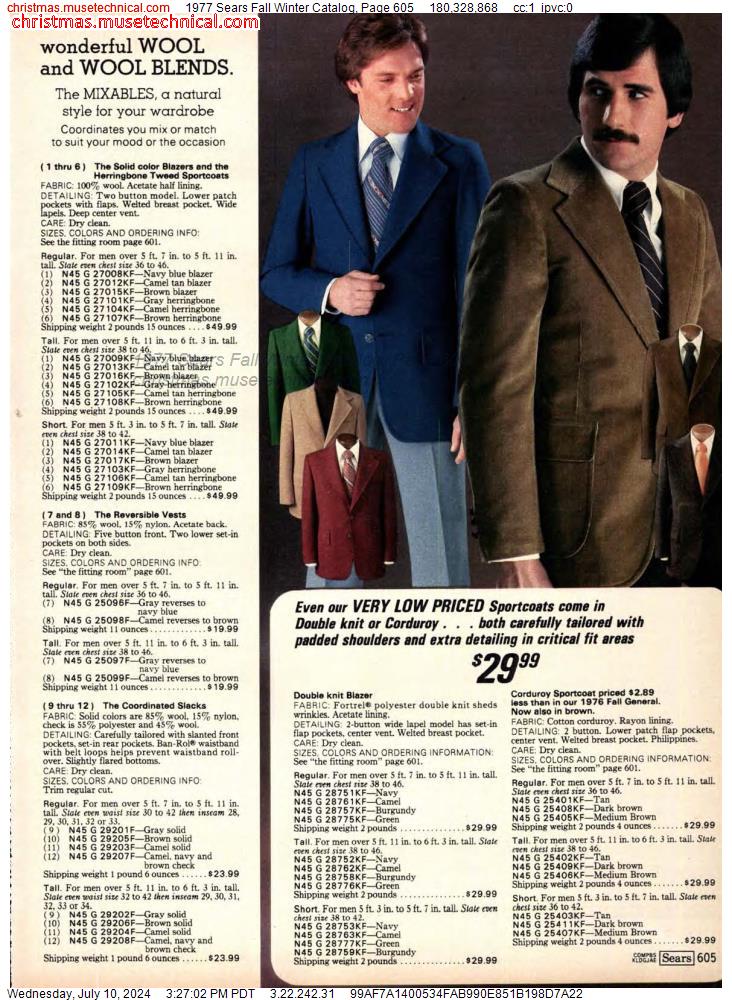 1977 Sears Fall Winter Catalog, Page 605