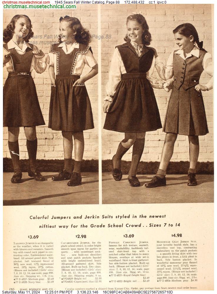 1945 Sears Fall Winter Catalog, Page 88