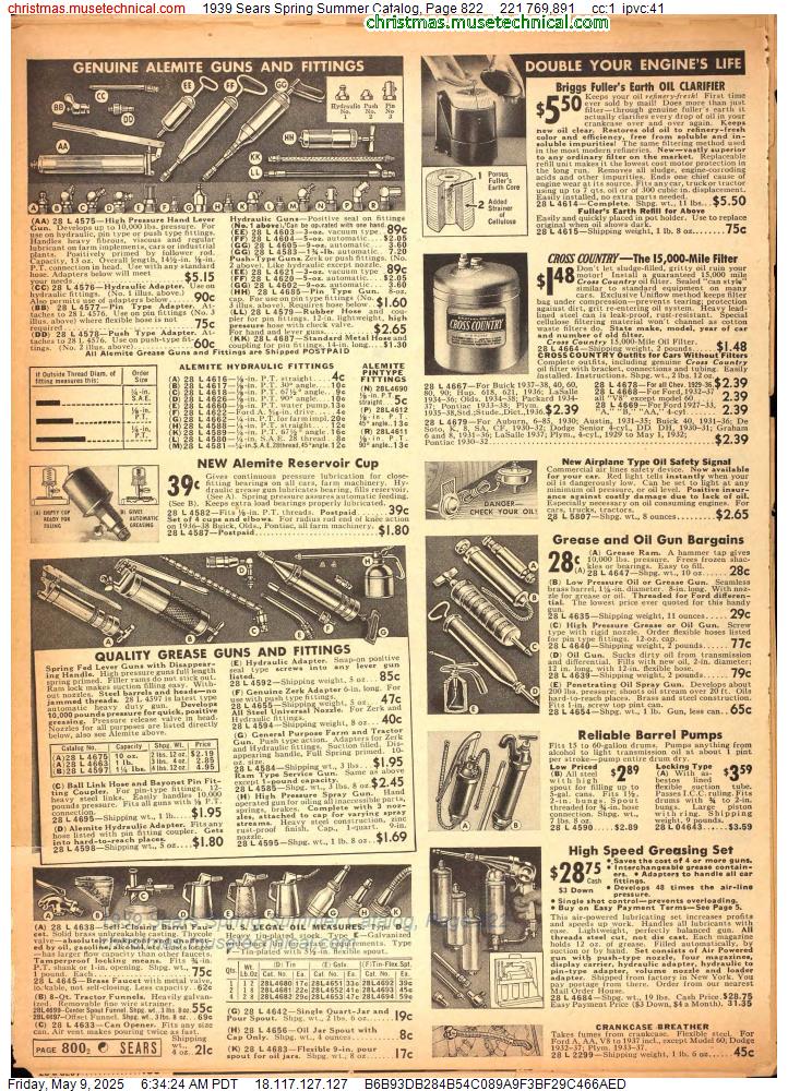 1939 Sears Spring Summer Catalog, Page 822