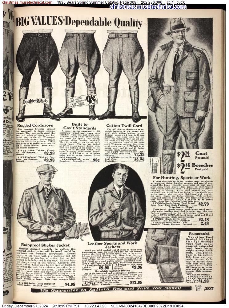 1930 Sears Spring Summer Catalog, Page 309