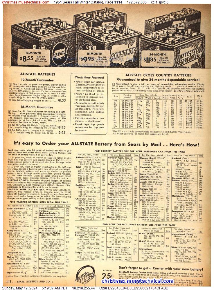 1951 Sears Fall Winter Catalog, Page 1114