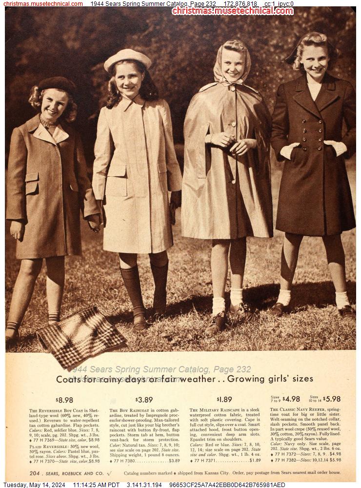 1944 Sears Spring Summer Catalog, Page 232