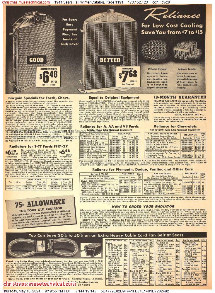 1941 Sears Fall Winter Catalog, Page 1191