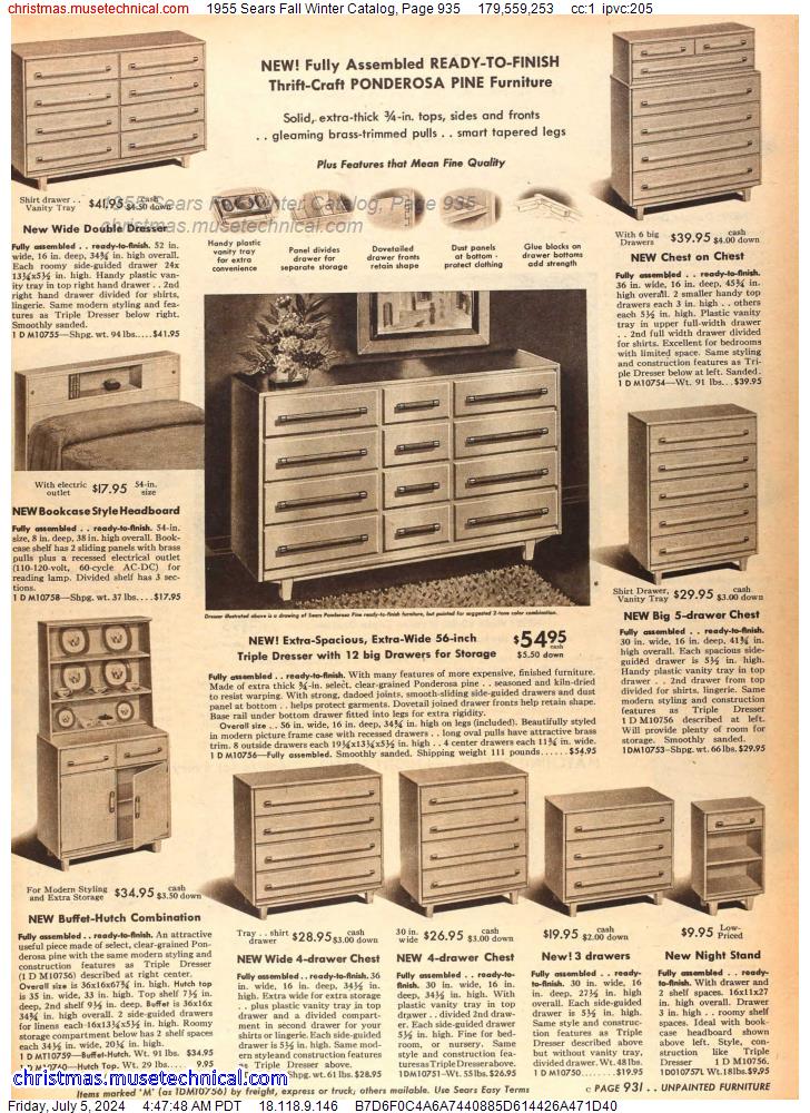 1955 Sears Fall Winter Catalog, Page 935
