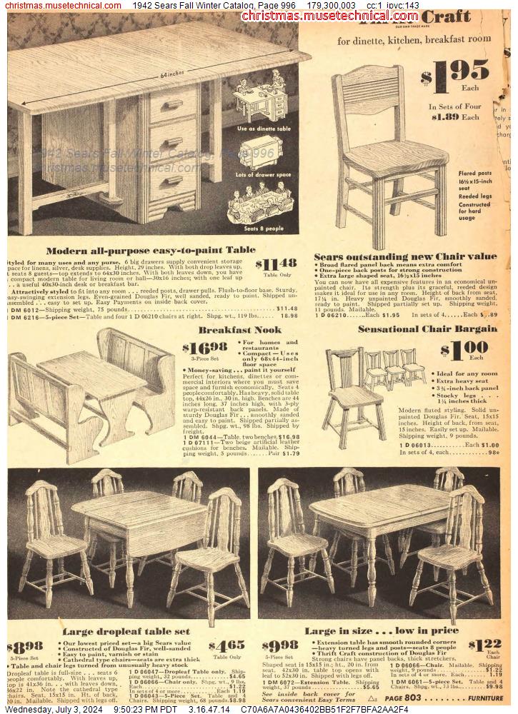 1942 Sears Fall Winter Catalog, Page 996