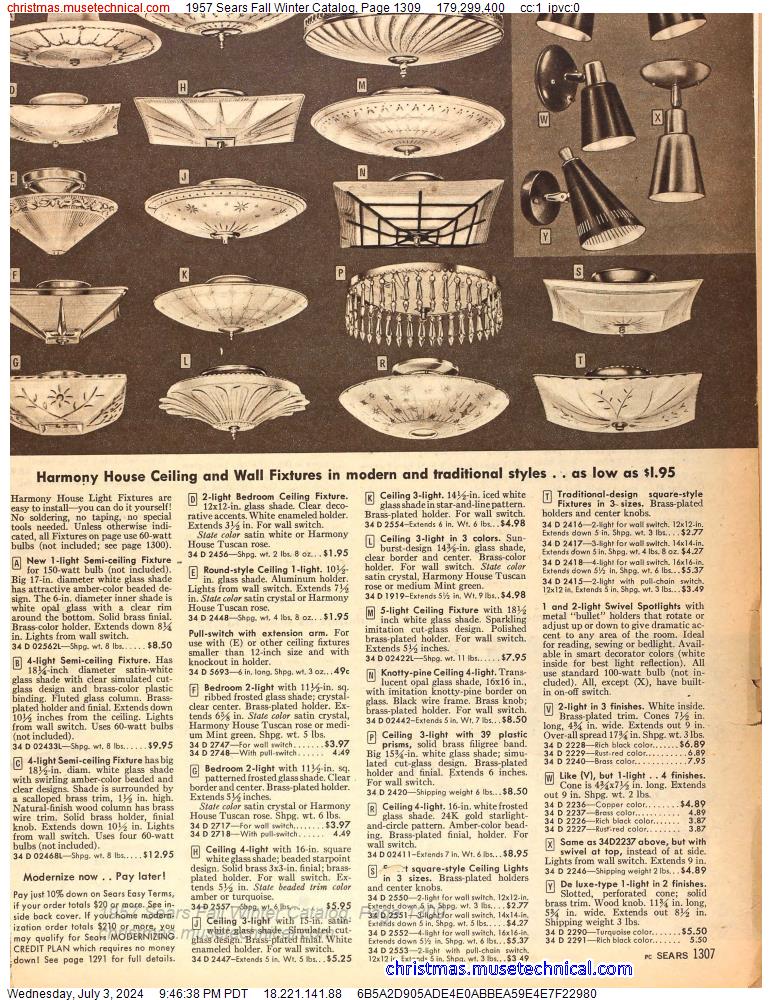 1957 Sears Fall Winter Catalog, Page 1309