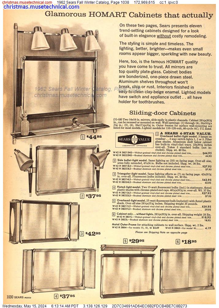1962 Sears Fall Winter Catalog, Page 1038