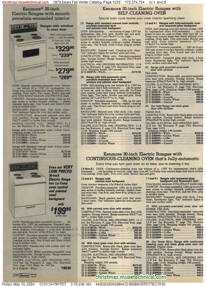 1979 Sears Fall Winter Catalog, Page 1220