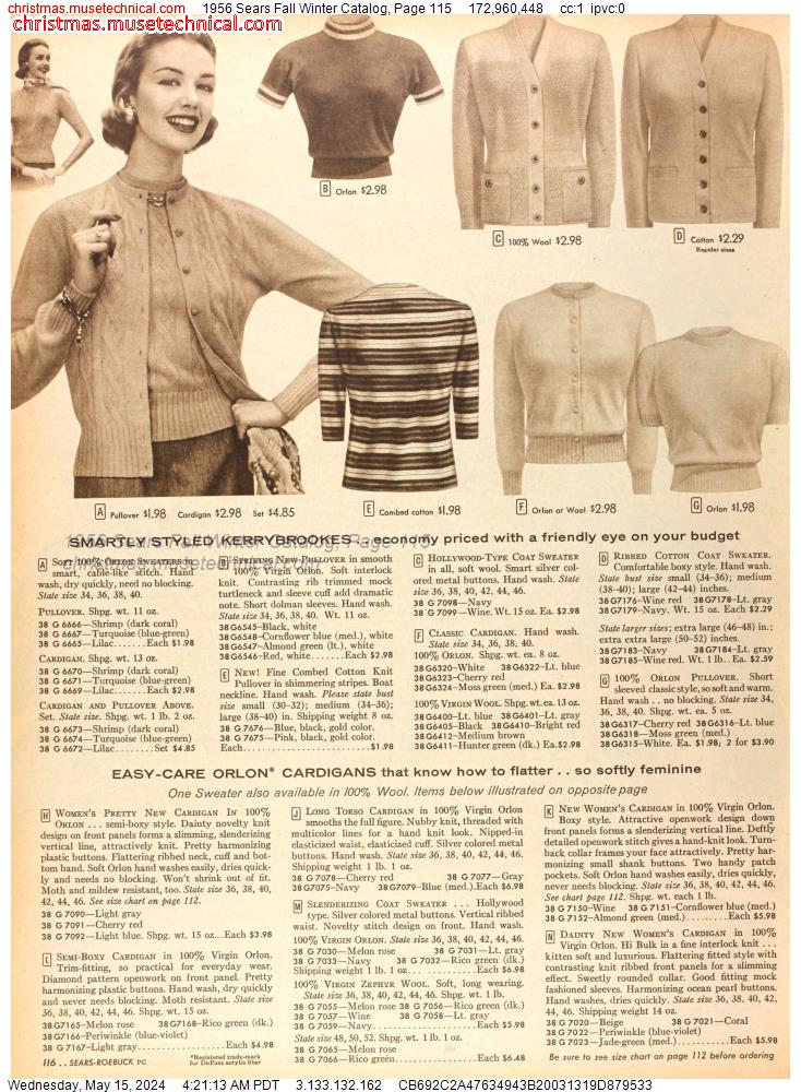 1956 Sears Fall Winter Catalog, Page 115