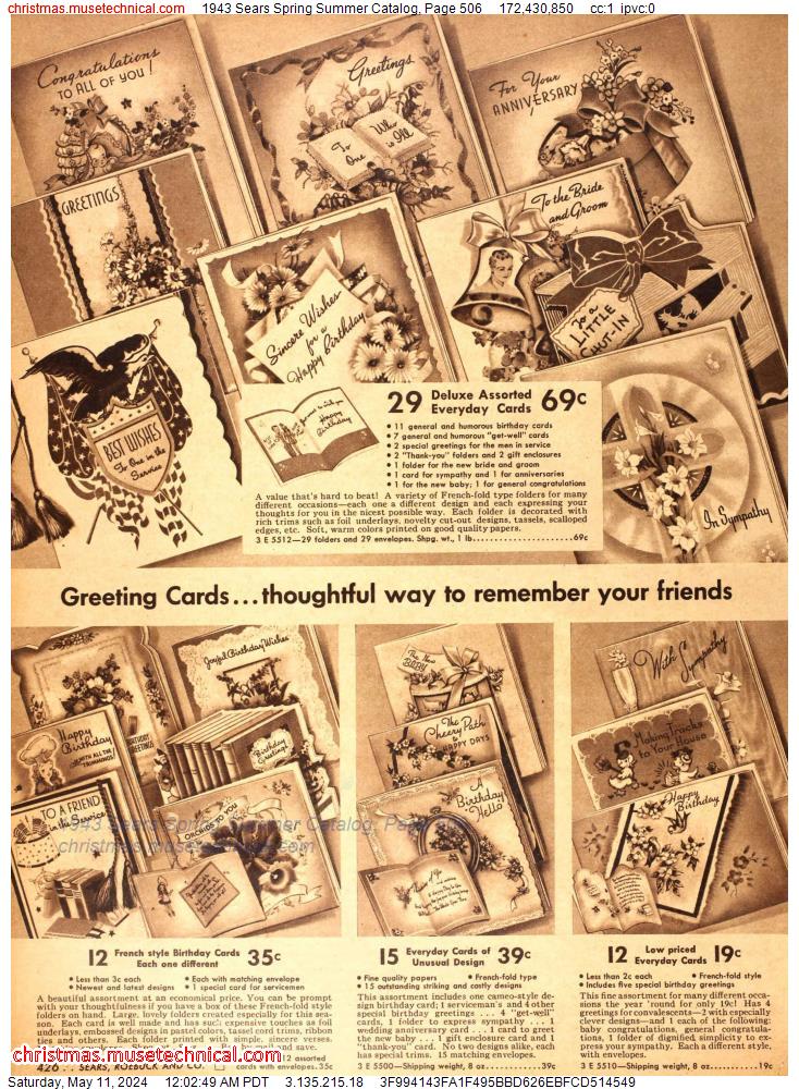 1943 Sears Spring Summer Catalog, Page 506
