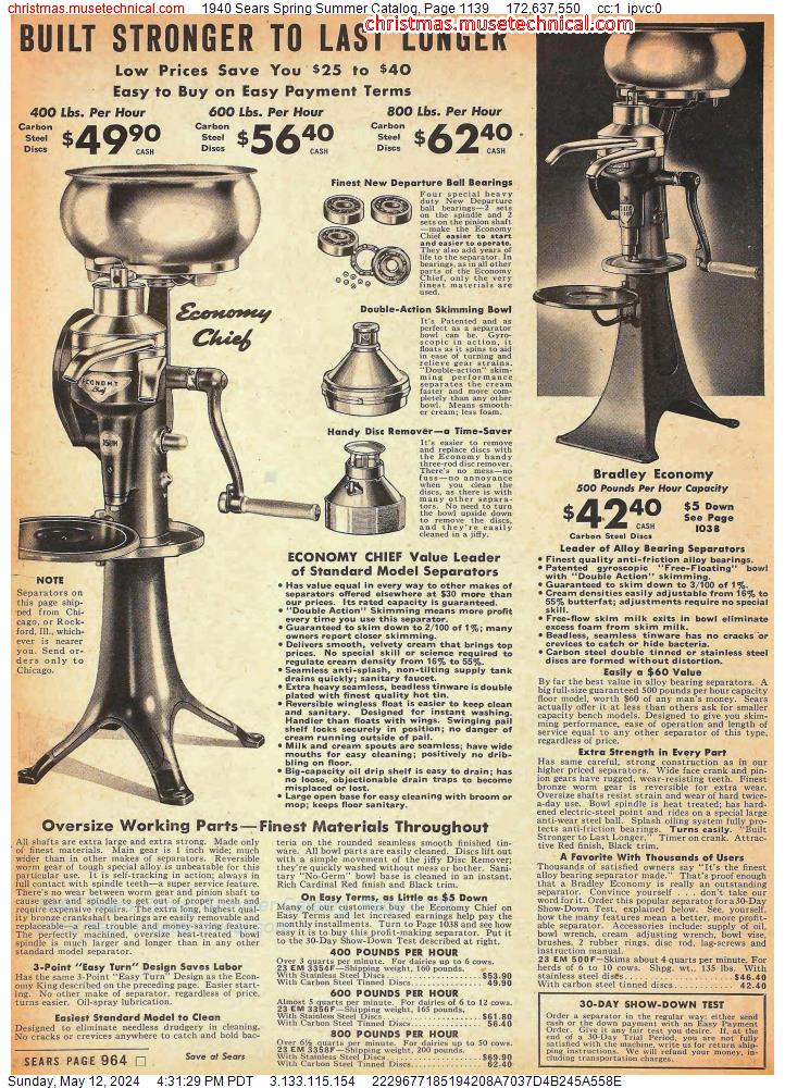 1940 Sears Spring Summer Catalog, Page 1139
