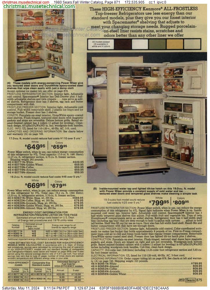 1980 Sears Fall Winter Catalog, Page 871