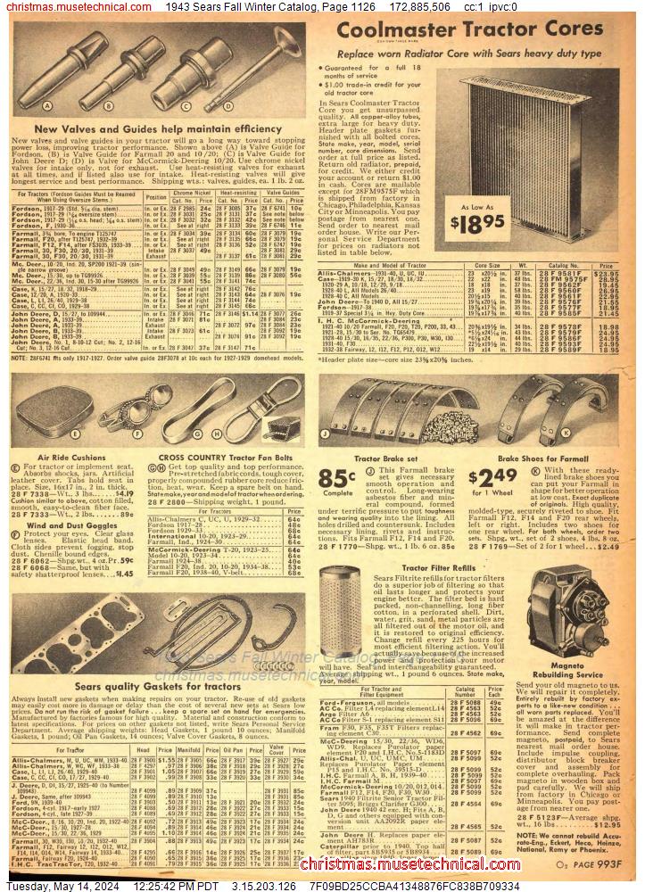 1943 Sears Fall Winter Catalog, Page 1126